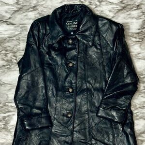 Maxam Leather Med Vintage Patchwork Black Leather 3/4 Length Coat Boho Mobwife